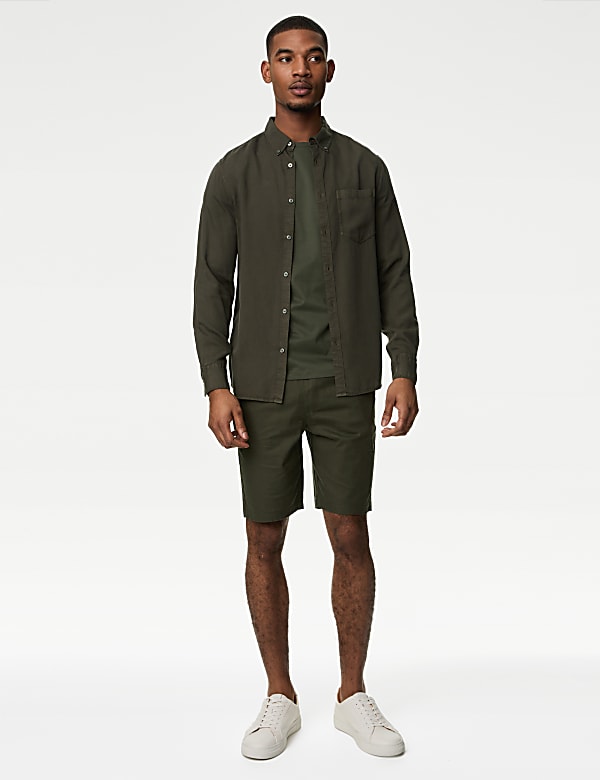 Linen Blend Elasticated Waist Stretch Shorts