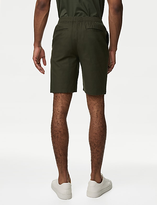 Linen Blend Elasticated Waist Stretch Shorts