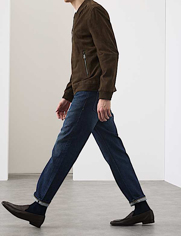 ג'ינס עבה בגזרה ישרה עם מכפלת מקופלת - IL