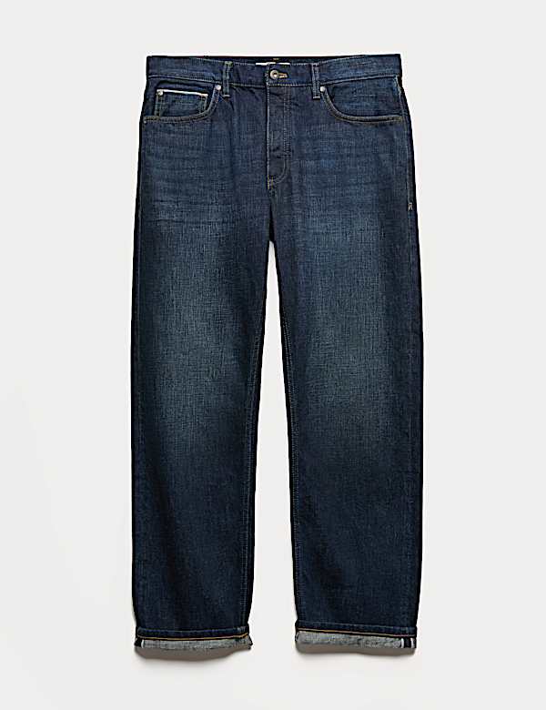 ג'ינס עבה בגזרה ישרה עם מכפלת מקופלת - IL