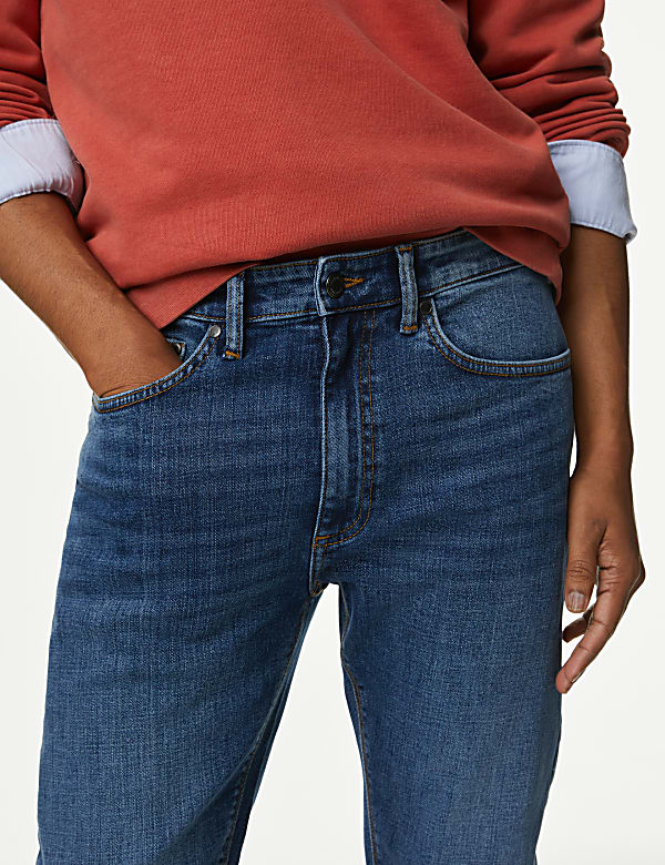 Slim Fit 5 Pocket Crosshatch Stretch Jeans - CH