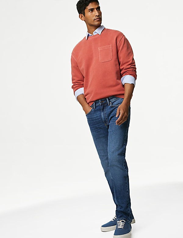 Slim Fit 5 Pocket Crosshatch Stretch Jeans - CH