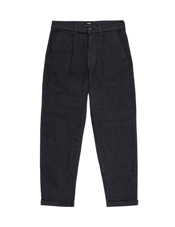 Relaxed Tapered Fit Single Pleat Jeans
