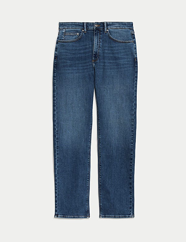 Straight Fit 5 Pocket Crosshatch Stretch Jeans - DE