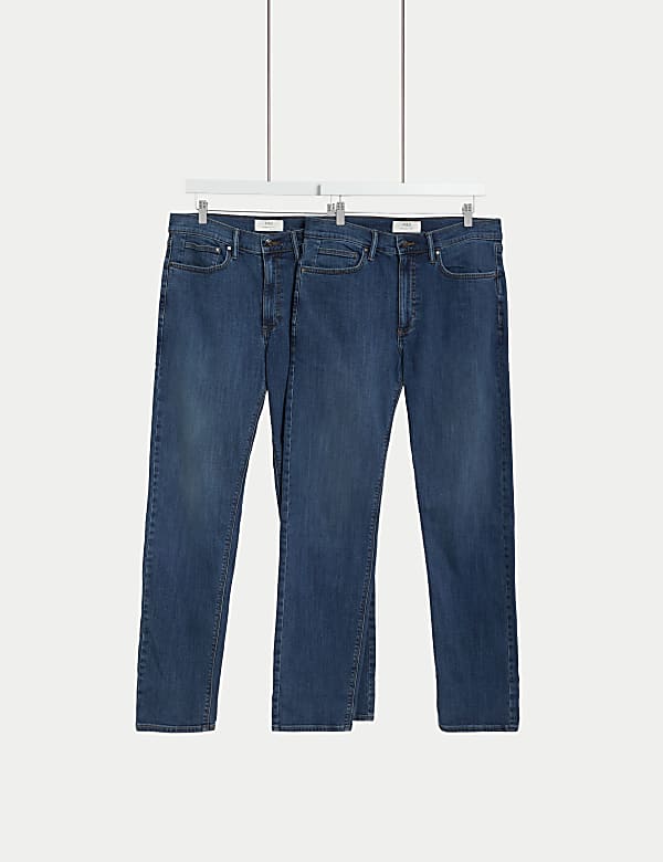 2er-Pack gerade geschnittene Stretch-Jeans - AT