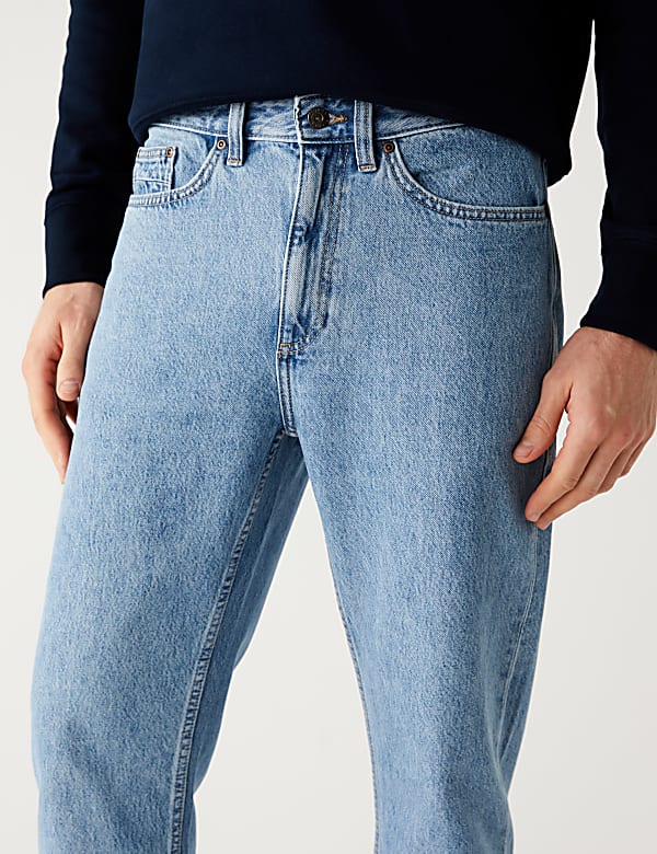 Loose Fit Rigid Vintage Wash Jeans