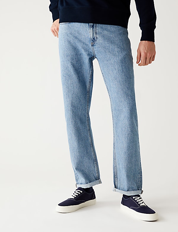 Loose Fit Rigid Vintage Wash Jeans