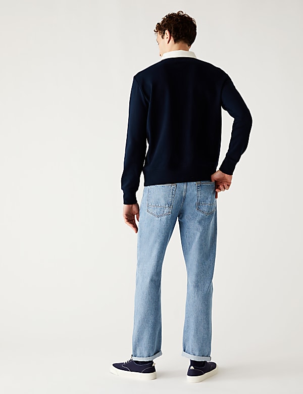 Loose Fit Rigid Vintage Wash Jeans