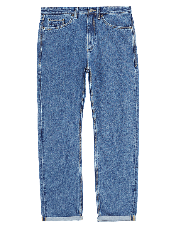 Loose Fit Rigid Vintage Wash Jeans