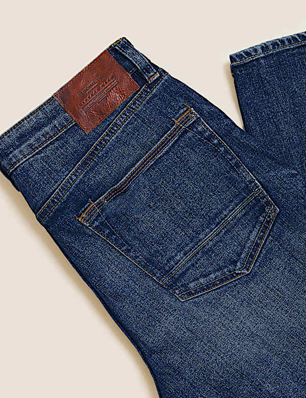 Straight Fit Vintage Wash Stretch Jeans