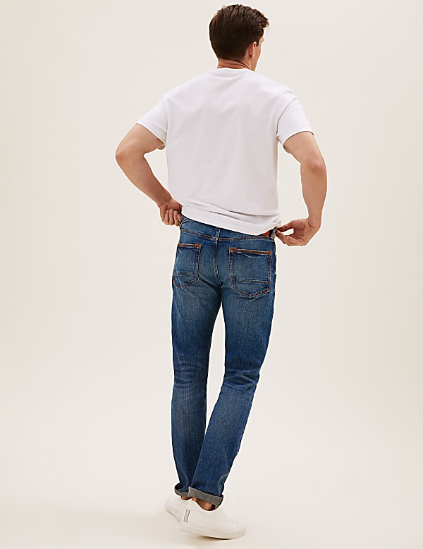 Slim Fit Vintage Wash Stretch Jeans