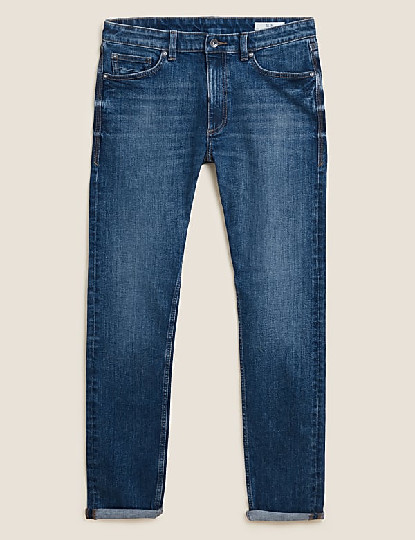 Slim Fit Vintage Wash Stretch Jeans