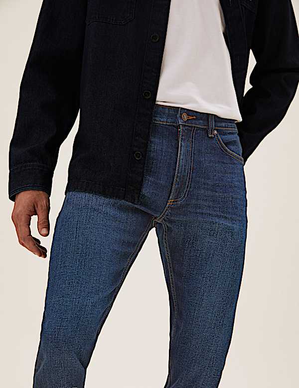 Slim Fit Vintage Wash Stretch Jeans