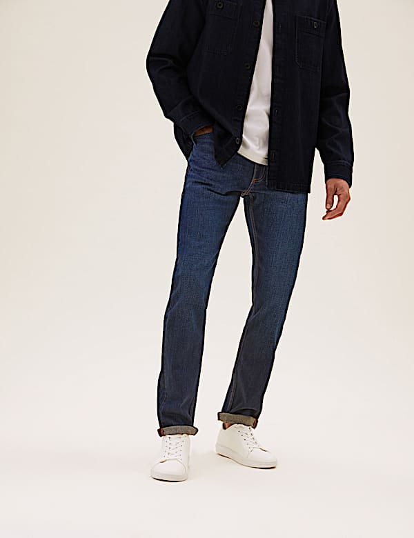 Slim Fit Vintage Wash Stretch Jeans