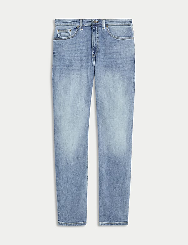 Straight Fit Vintage Wash Stretch Jeans