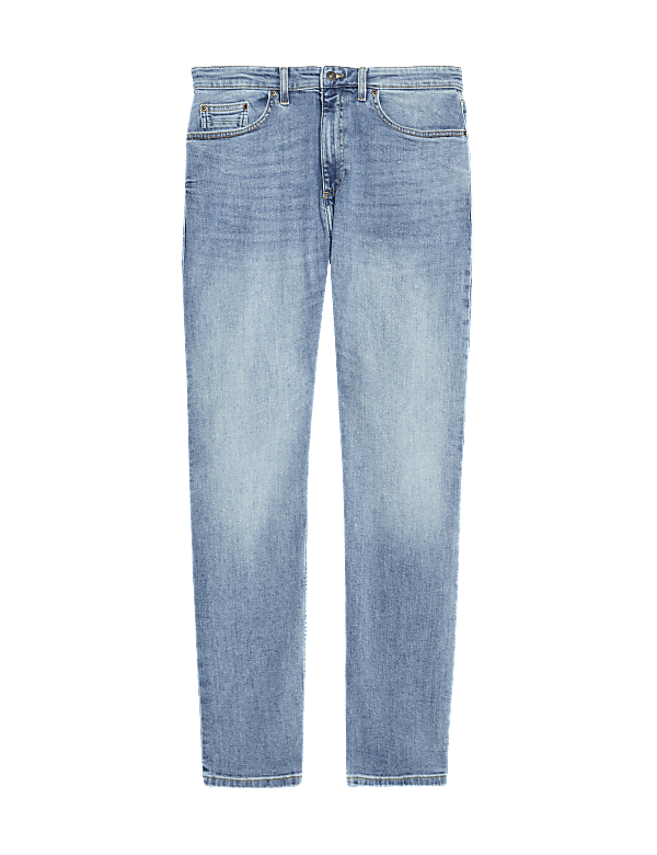 Straight Fit Vintage Wash Stretch Jeans
