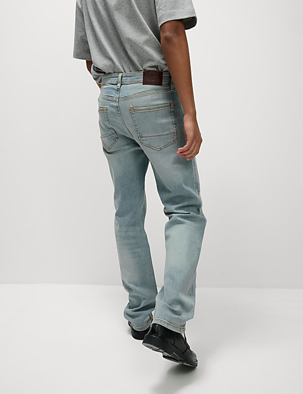 Straight Fit Vintage Wash Stretch Jeans