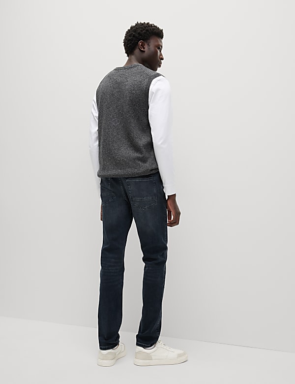 Slim Fit Vintage Wash Stretch Jeans - ID