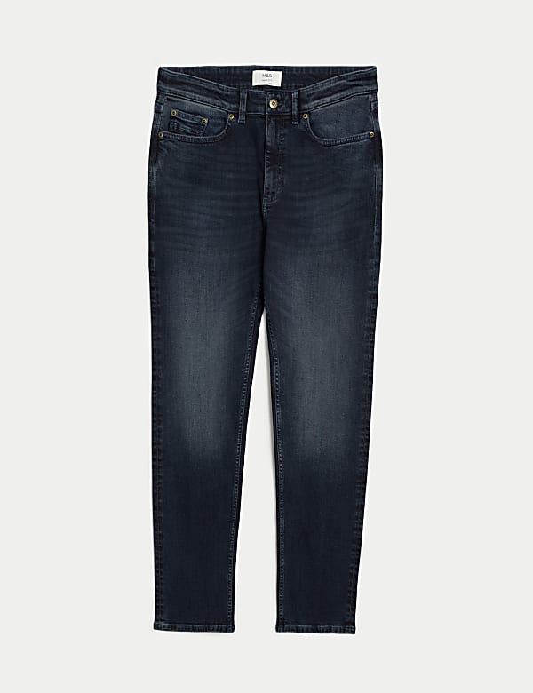 Slim Fit Vintage Wash Stretch Jeans - ID