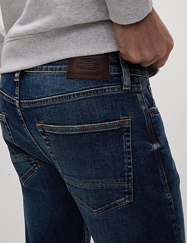 Slim Fit Vintage Wash Stretch Jeans - SE