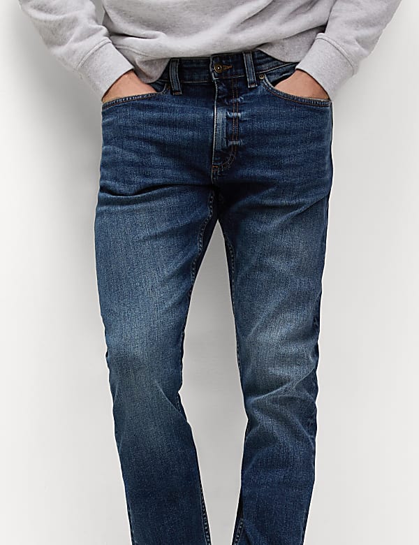 Slim Fit Vintage Wash Stretch Jeans - SE
