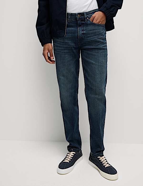 Tapered Fit Vintage Wash Stretch Jean