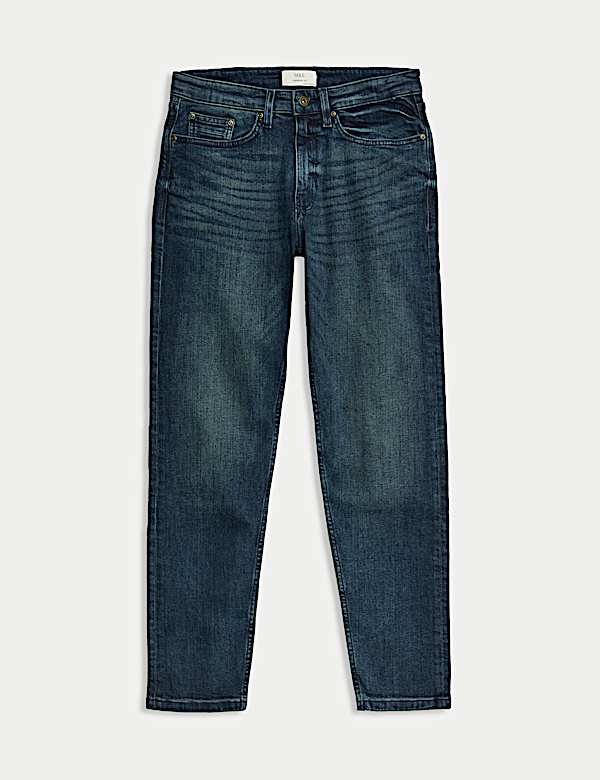 Tapered Fit Vintage Wash Stretch Jeans - CH