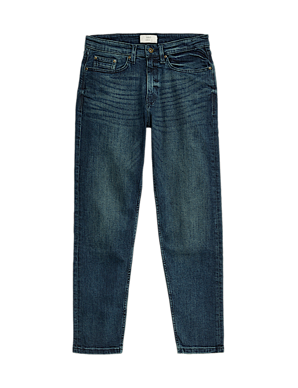 Tapered Fit Vintage Wash Stretch Jean