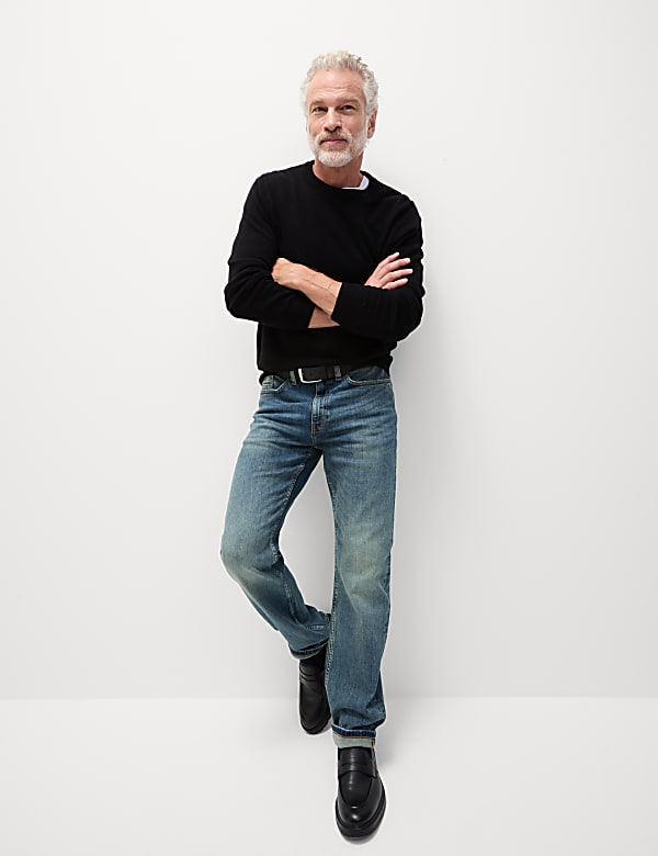 Straight Fit Vintage Wash Belted Jeans - FR