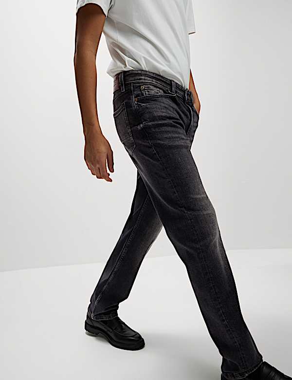 Straight Fit Vintage Wash Crosshatch Jeans - VN
