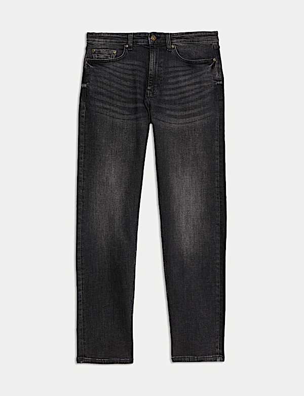 Straight Fit Vintage Wash Crosshatch Jeans - NZ