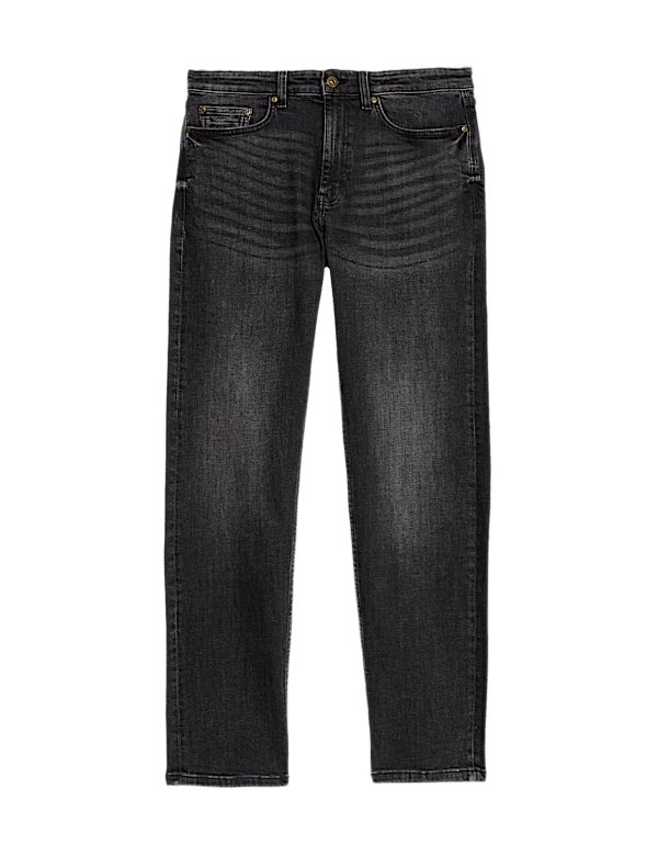 Straight Fit Vintage Wash Crosshatch Jeans