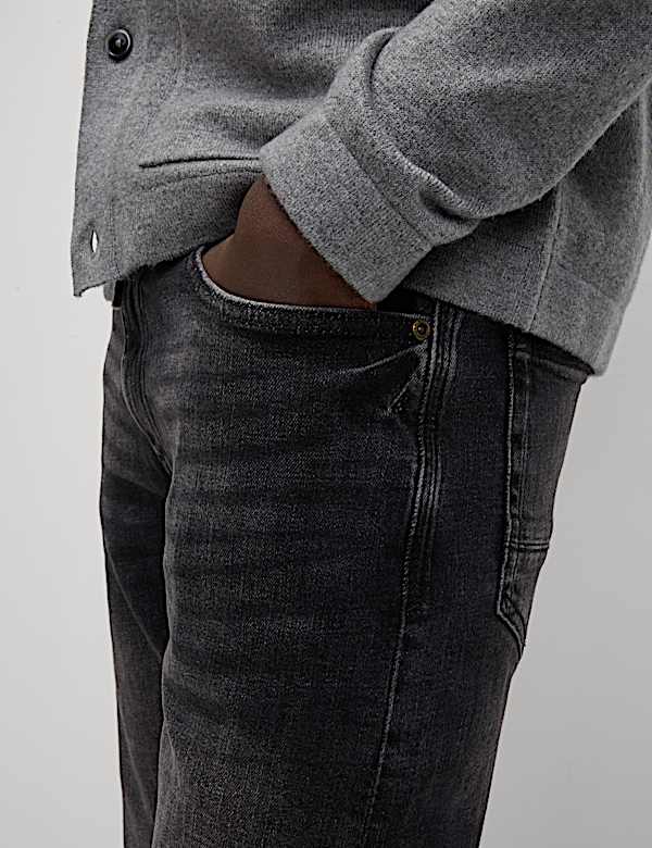 Slim Fit Vintage Wash Crosshatch Jeans