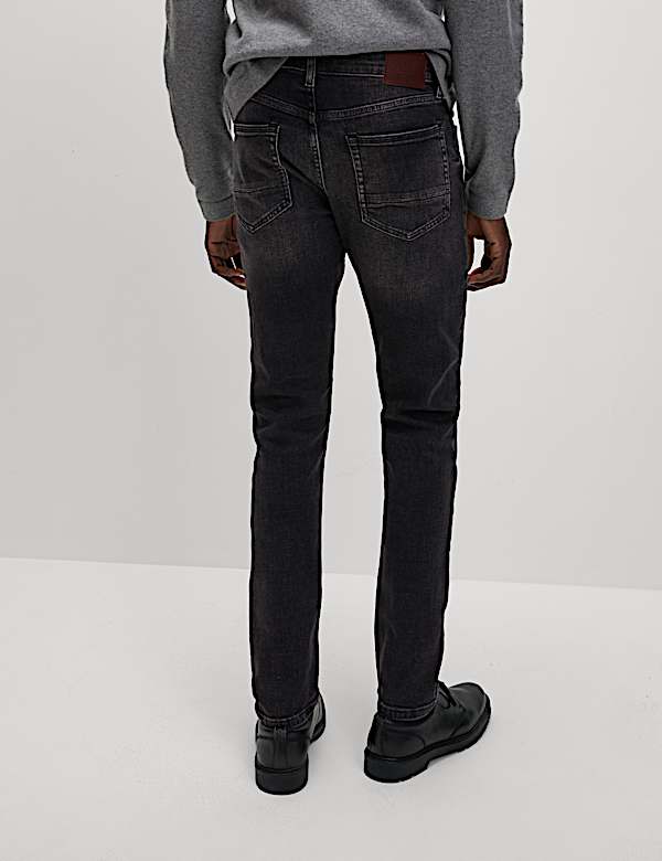 Slim Fit Vintage Wash Crosshatch Jeans