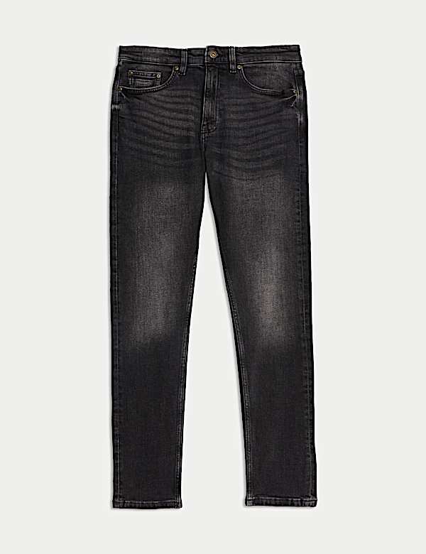 Slim Fit Vintage Wash Crosshatch Jeans - IL