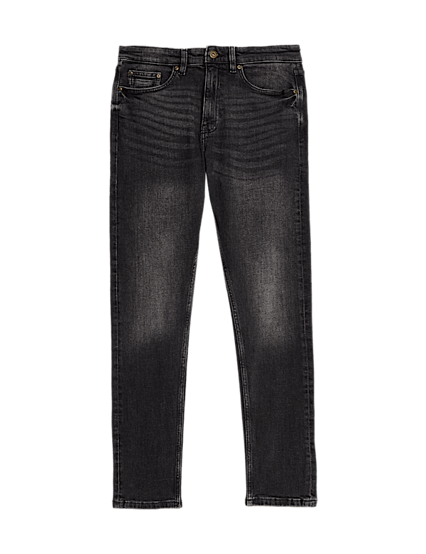 Slim Fit Vintage Wash Crosshatch Jeans