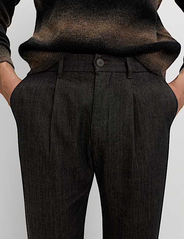 Tapered Fit Smart Pleat Jeans
