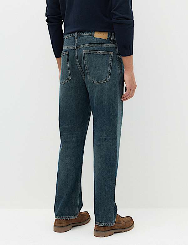 Straight Fit Pure Cotton Heavyweight Jeans - US