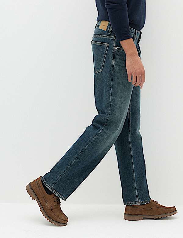 Straight Fit Pure Cotton Heavyweight Jeans - US