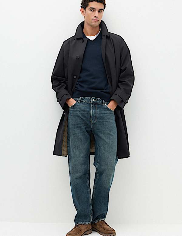 Straight Fit Pure Cotton Heavyweight Jeans - US