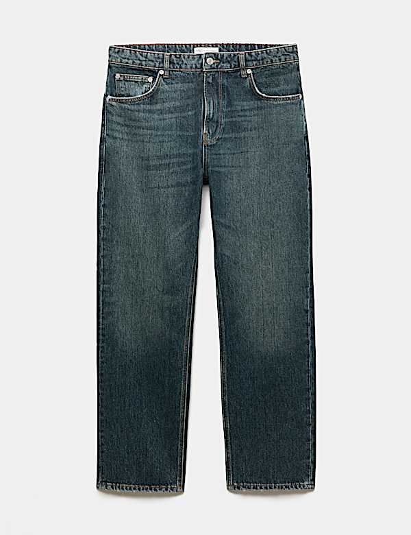 Straight Fit Pure Cotton Heavyweight Jeans - US