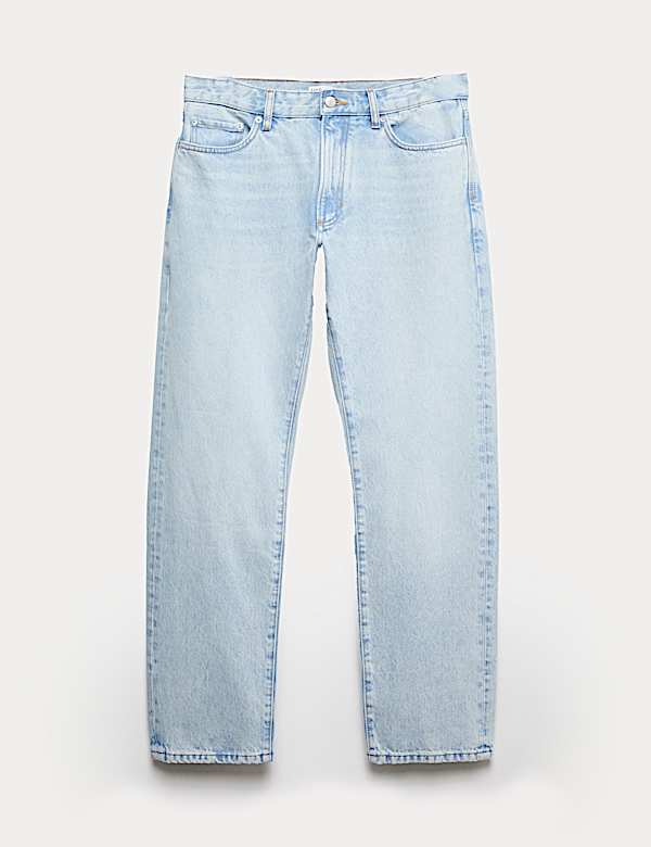 Straight Fit Bleached Denim Jeans - AT