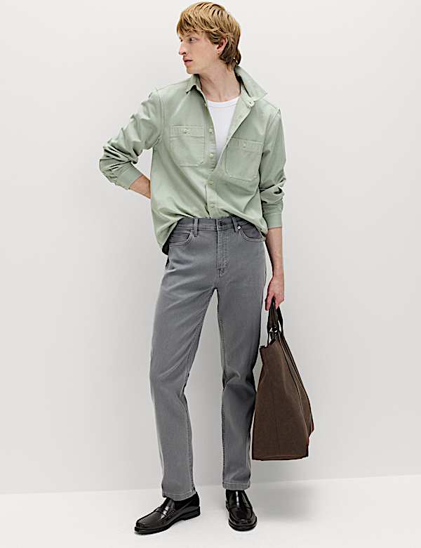 Straight Fit Textured 5 Pocket Jeans - US