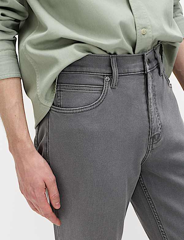 Straight Fit Textured 5 Pocket Jeans - US