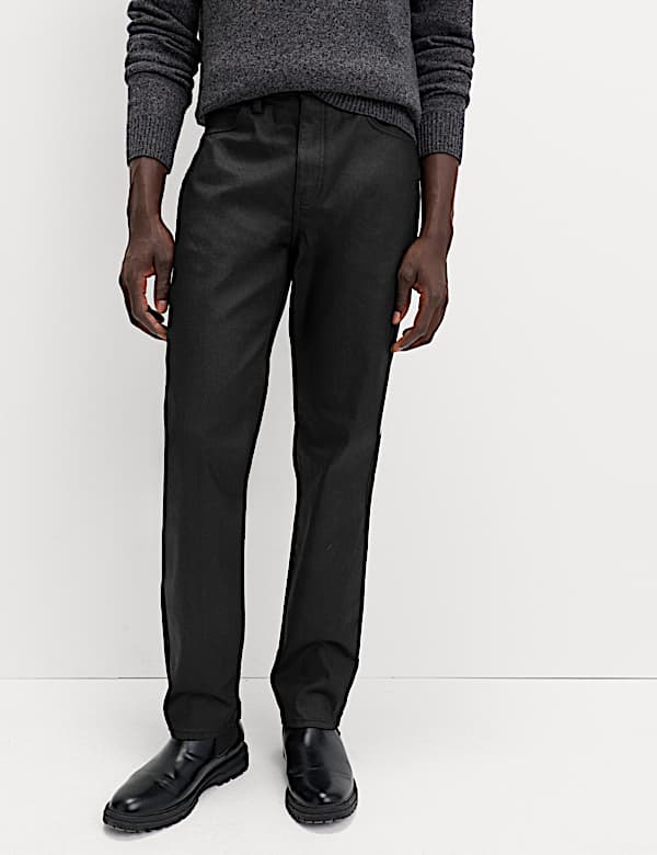 Straight Fit Coated Denim Jeans - FI