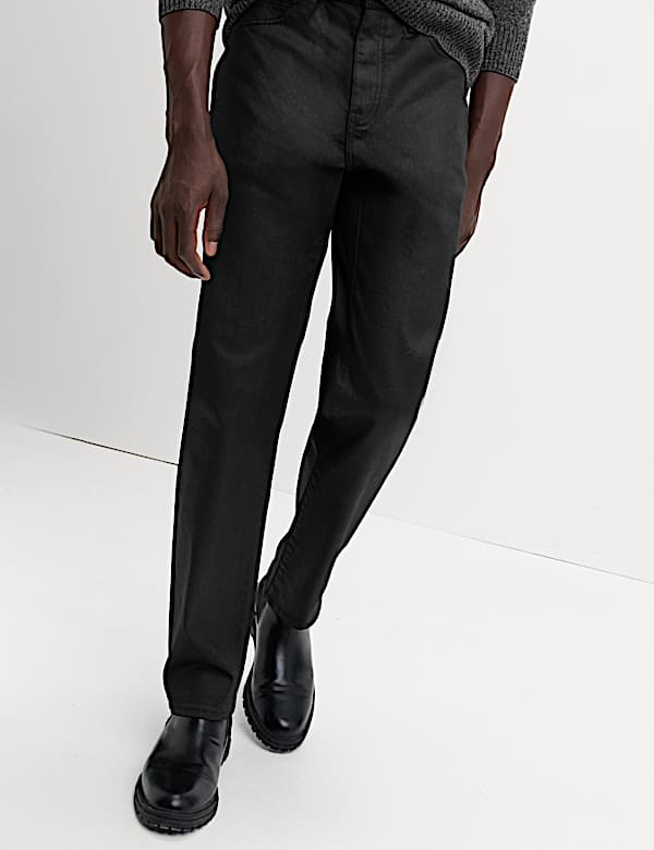 Straight Fit Coated Denim Jeans - FI