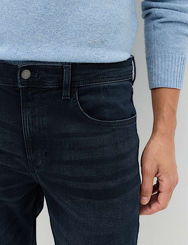 Straight Fit Textured Comfort Stretch Jeans - CA