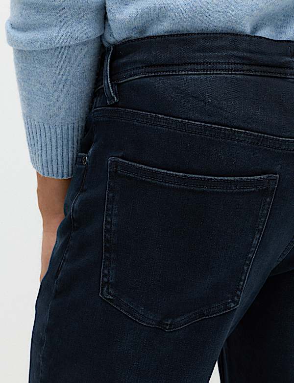 Straight Fit Textured Comfort Stretch Jeans - CA