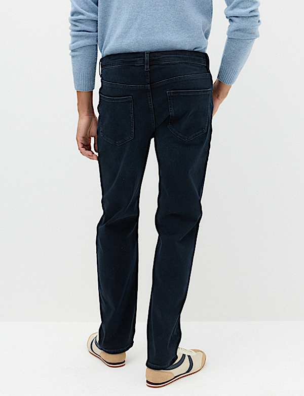 Straight Fit Textured Comfort Stretch Jeans - CA