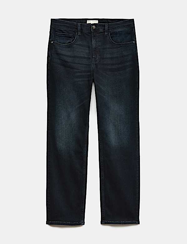 Straight Fit Textured Comfort Stretch Jeans - CA